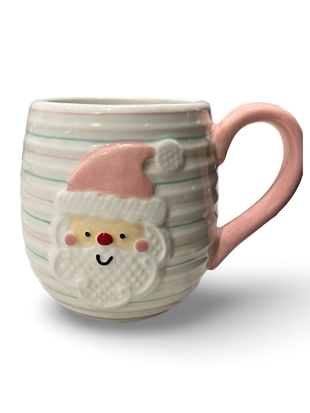 Hand Painted Pastel Santa Pinkmas Holiday Christmas Mug
